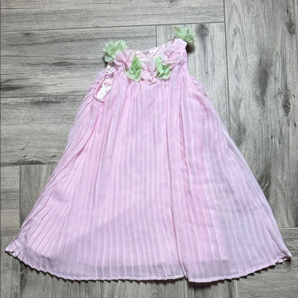 Blueberi Boulevard Light Pink Dress with Green Accents